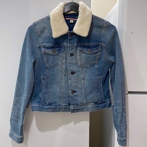 Faux Fur Collar Denim Jacket For Kids